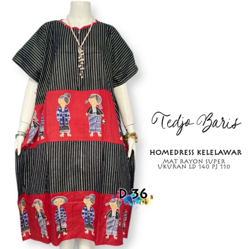 (Semerbak) Homedress Daster kelelawar Tejo Baris Jumbo baju santai tidur rayon halus premium bumil busui pendek home dress harian lowo kalong adem nyaman Tejo Baris salur terkini terbaru kekinian