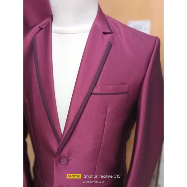 JAS FORMAL JAS BLAZER JAS PRIA STELAN WOOL MERAH MAROON