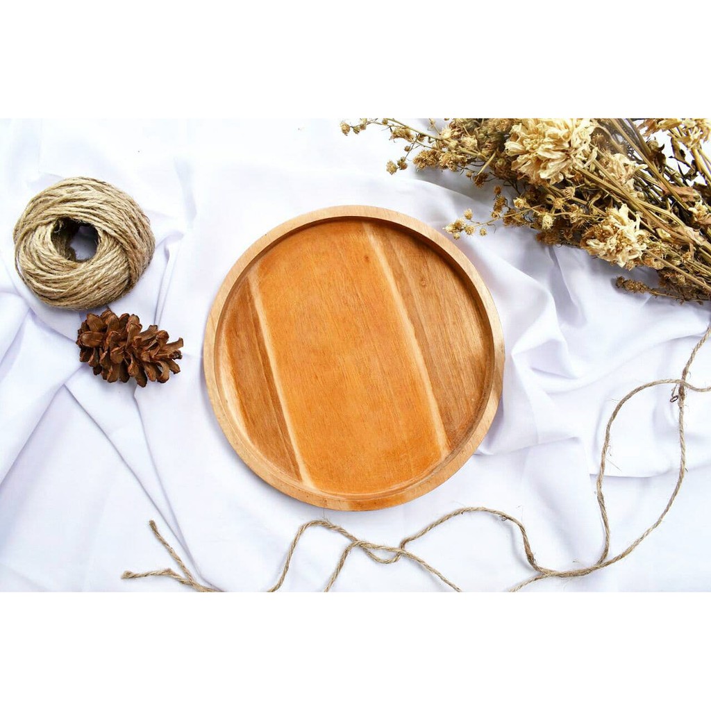 Piring Makan Pipih Kayu (Food Grade)