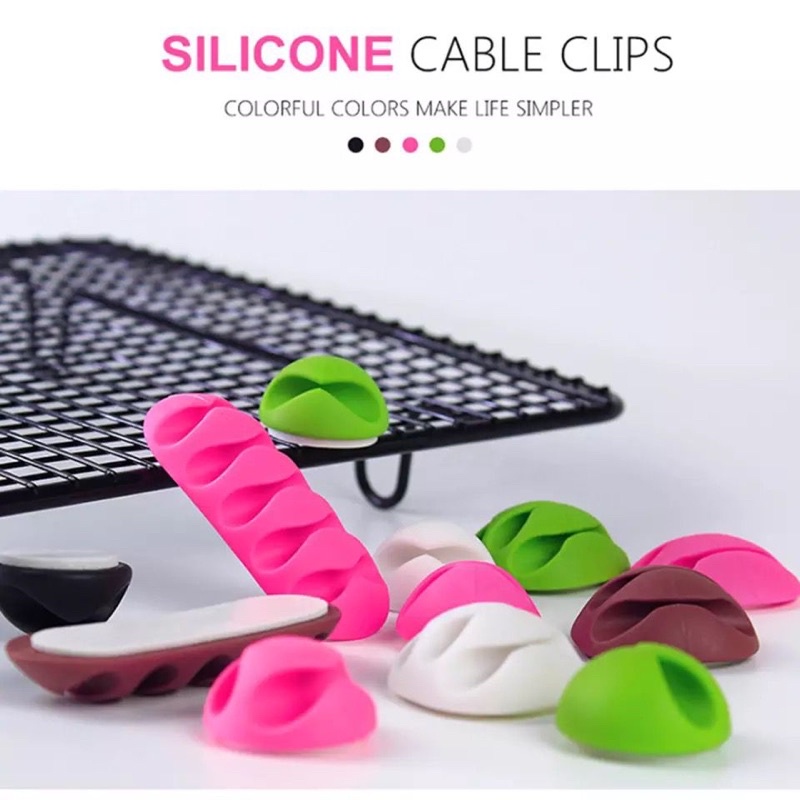 CABLE ORGANIZER MANAGEMENT CLIP SYSTEM SILICONE KLIP KABEL SILIKONE 1CLIP 2CLIP 3CLIP 5CLIP