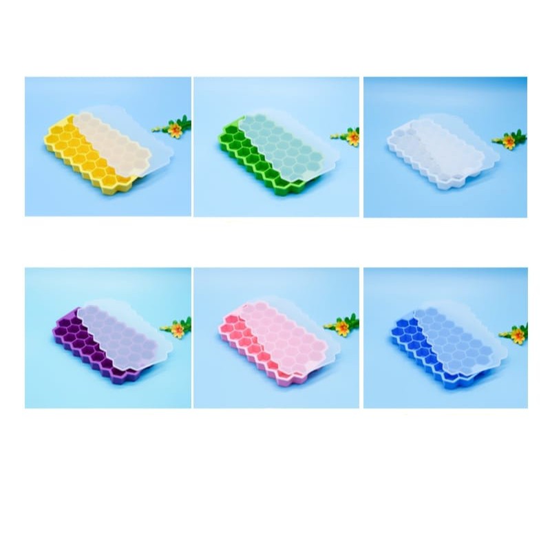CETAKAN ES BATU PENCETAK SILIKON AGER KARET MURAH HONEYCOMB ICE CUBE LA066RD TRAY SILICONE TUTUP ORI
