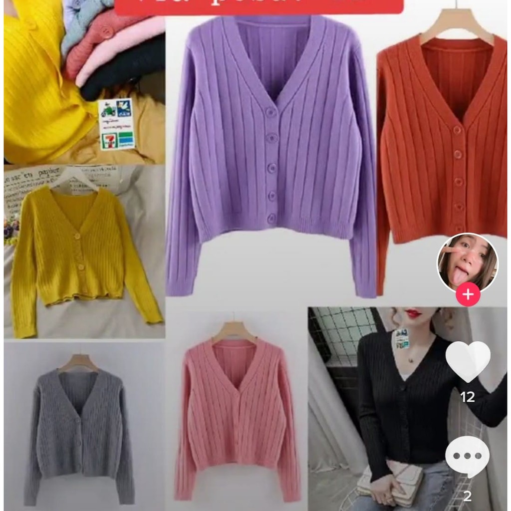 COD Cardy Crop Kancing 5 - Cardigan Rajut Tebal Premium - Kardigan Wanita Rajut Kekinian - cardigan rajut - cardigan crop top - cardigan crop korean style