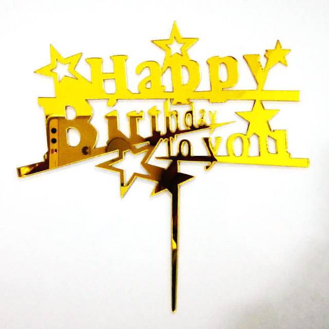 Cake Topper Hapoy Birthday Akrilik Bintang Hiasan Kue Ultah Tusuk Bday Cake Premium