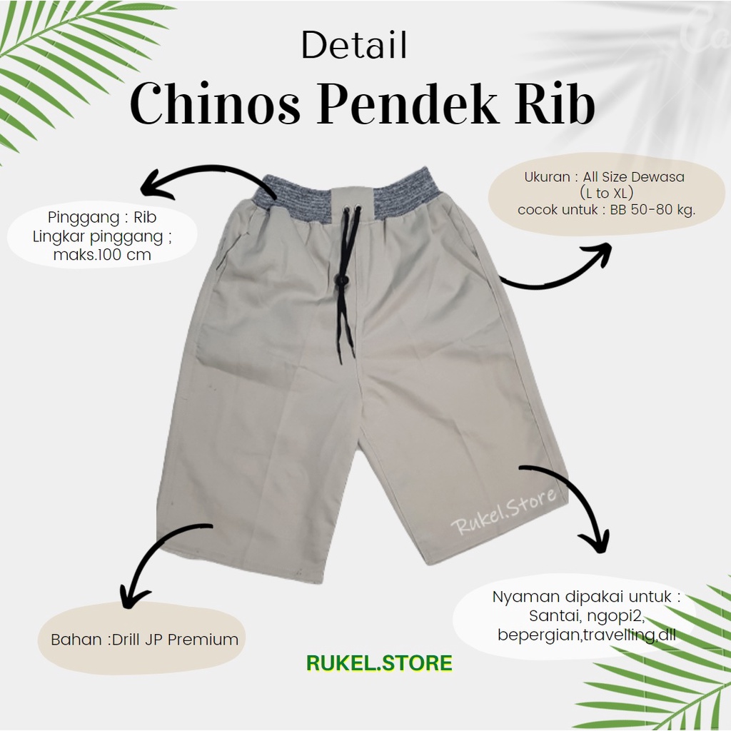 Celana Chino Chinos Cinos Pendek Pria Kolor Rib Ukuran All Size Dewasa - CHNS.RIB.PLS