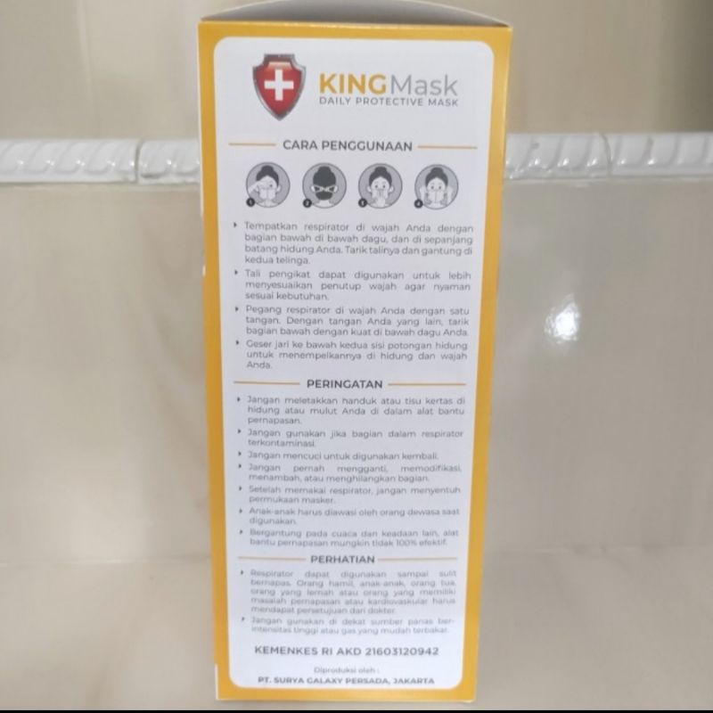 Masker King Mask KF94 20pcs - Hitam