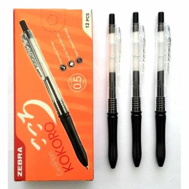 

Office & Stationery | Alat Tulis | Bolpoint Zebra Gel Kokoro Hitam Isi 12 | Best Seller