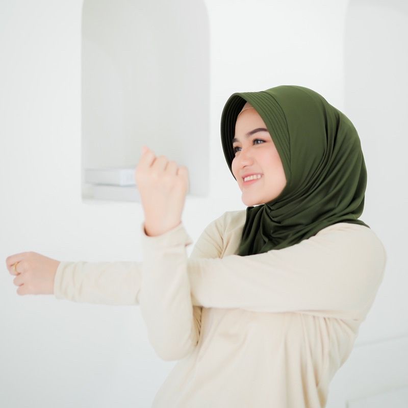 Bergo Sport / Hijab Sporty / Hijab Instant / Hijab Sporty Olah Raga Jersey-Army