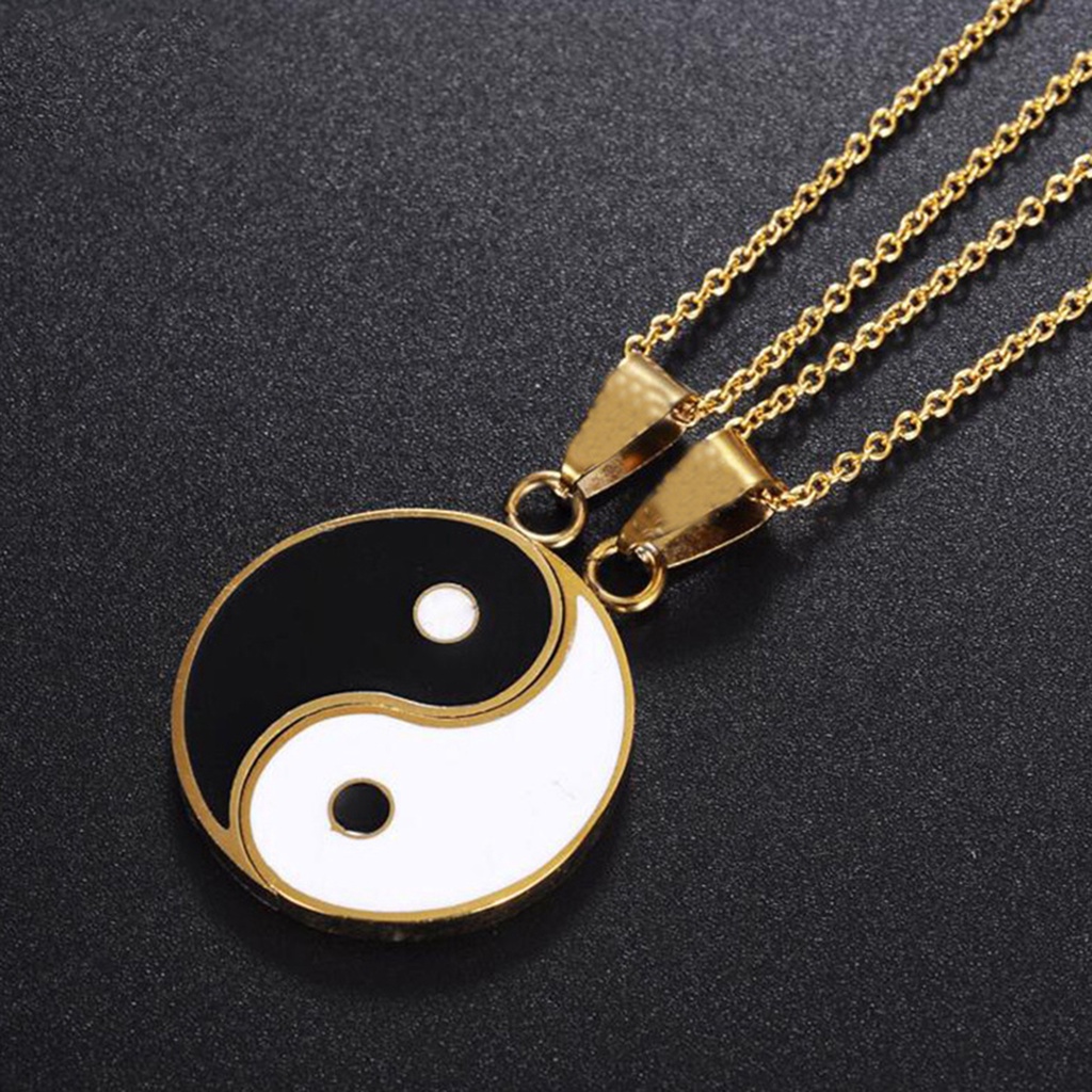 Hu Hu Hu Hu Hu Alat Bantu Pasang Kacamata♡ 1 Pasang Kalung Liontin Tai Chi Bahan Alloy Tahan Karat Untuk Unisex