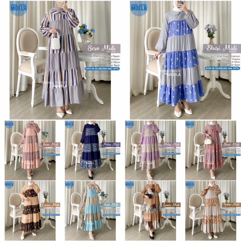 MIDI DRESS  SUSUN ORIGINAL BERLEBEL MOELA