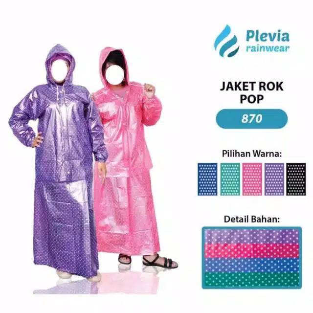 Jas Hujan Plevia Polkadot Setelan Rok/ Jas Hujan Rok/Mantol