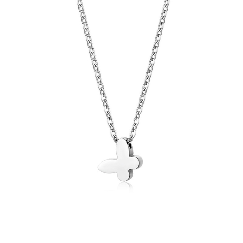 Baja Titanium kalung ornamen Eropa dan Amerika glossy in hip hop stainless steel kupu-kupu klavikula