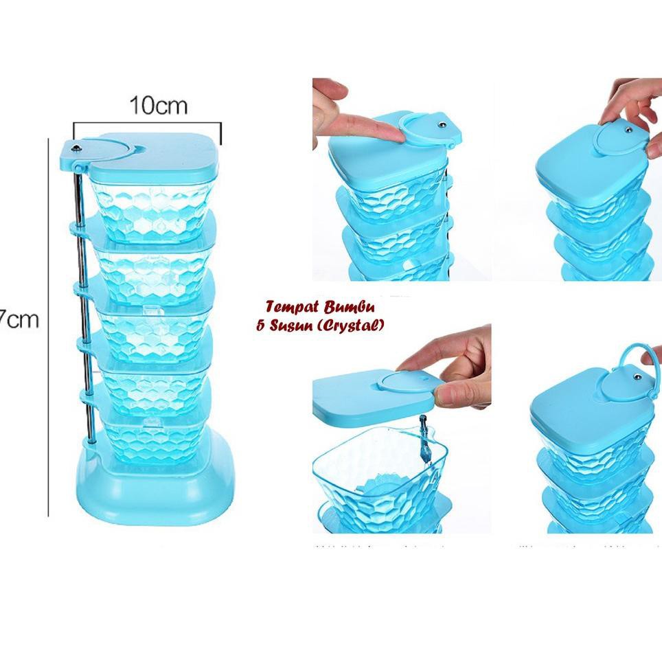 Rak Bumbu Crystal 5 Susun Serbaguna Multifungsi Untuk Menyimpan Bumbu Dapur Agar Terlihat Cantik