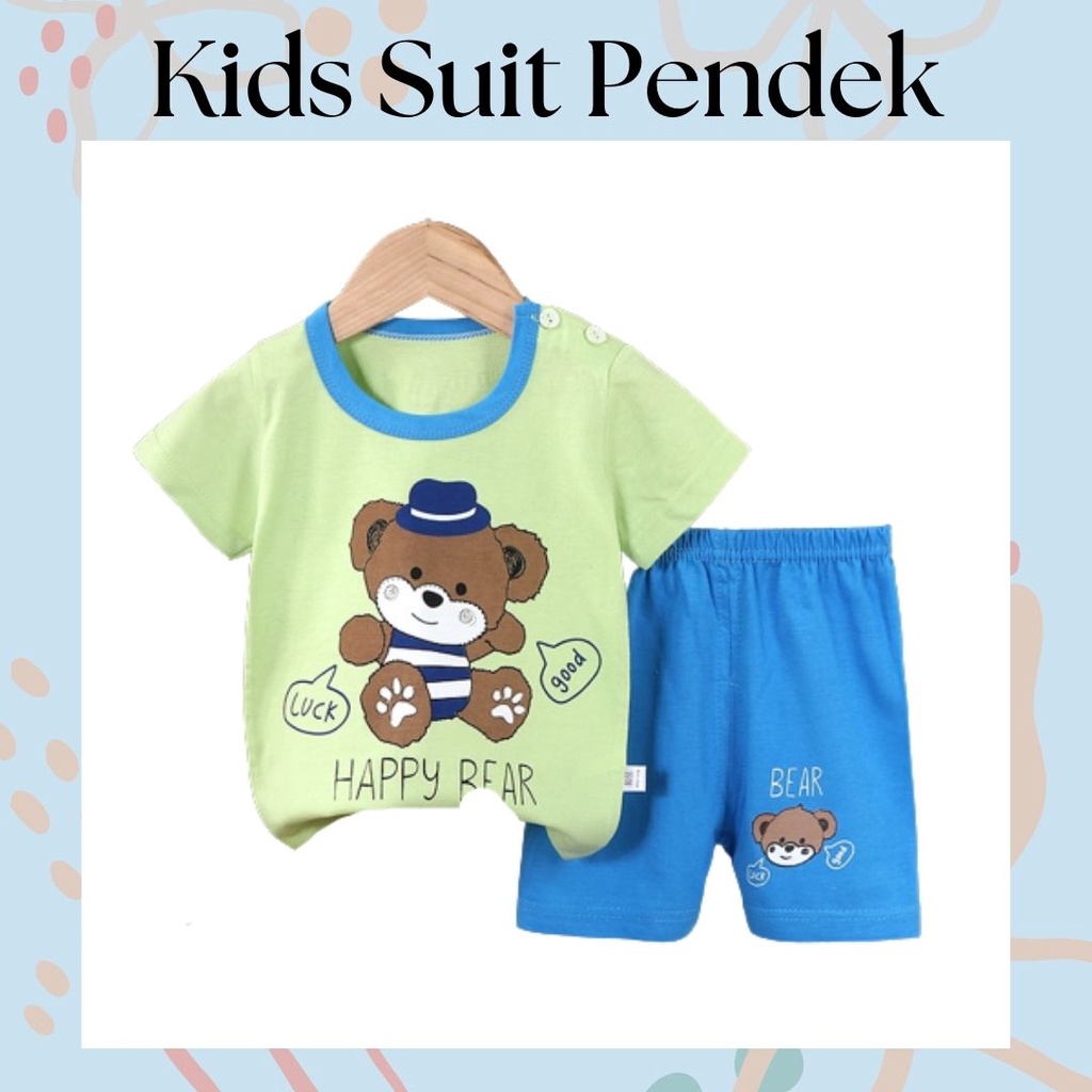 LittleAaron KIDS SUIT PENDEK Setelan Anak Bahan Kaos Lengan + Celana Berkualitas Import ebv cewek new9