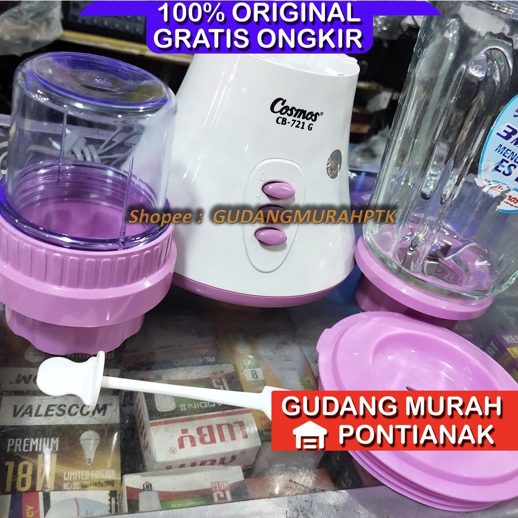 Blender Cosmos 721G 1.5 liter Trinity 6 arah posisi pisau Bahan jus Kaca CB 721 G 1,5 L