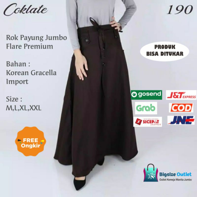 Rok Polos Panjang - Rok Payung Rok Panjang Polos Wanita Muslimah Rok Flare - Rok Kerja Wanita Jumbo