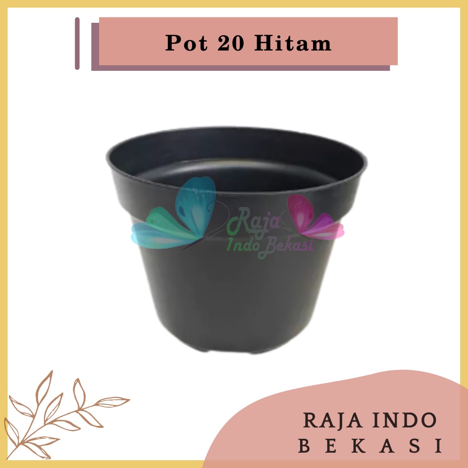 Pot Bunga 20 Hitam Basic Polos