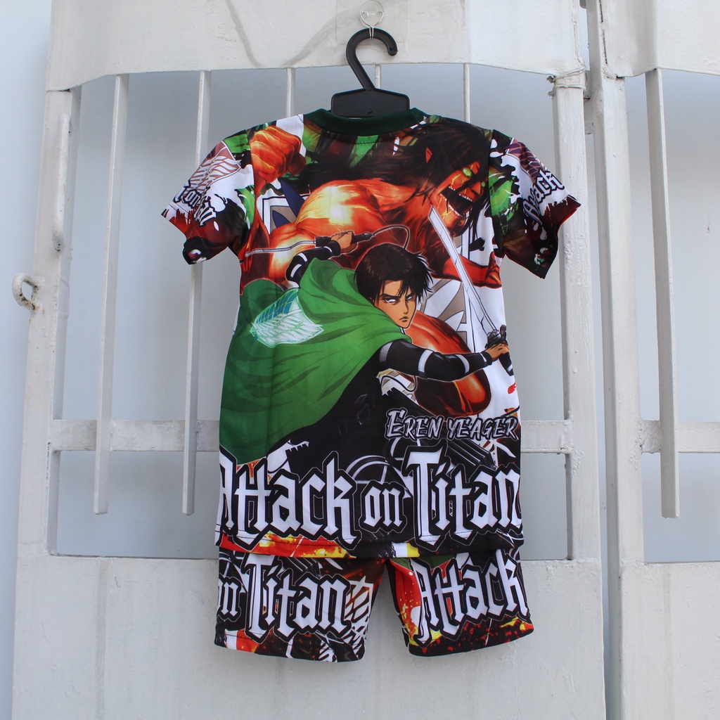 cod setelan anak titan/baju kaos tattack of titan full printing