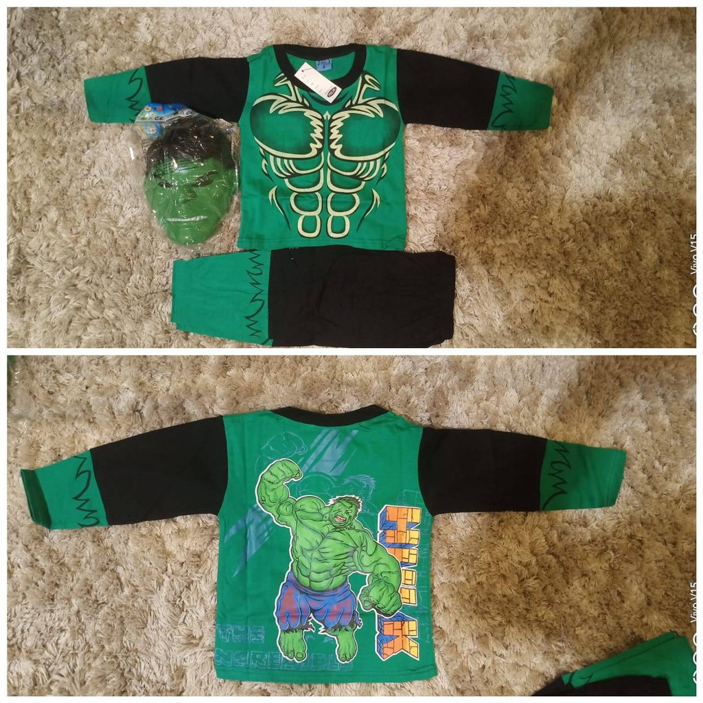  Baju  Kostum anak  hulk  d felix gratis topeng kostum 