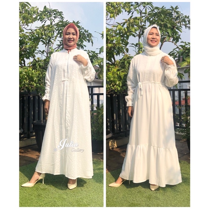 gamis brukat maxi midi dress putih polos premium lebaran kondangan pesta haji umroh bigsize jumbo