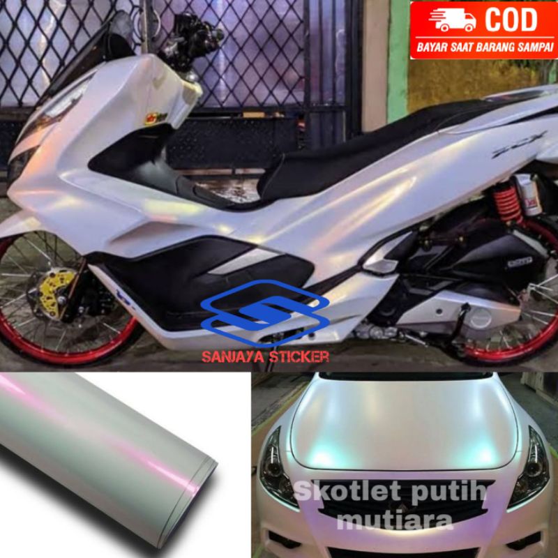 Jual Stiker Skotlet Putih Mutiara Skotlet Motor Putih Glossy Skotlet Bunglon Shopee Indonesia