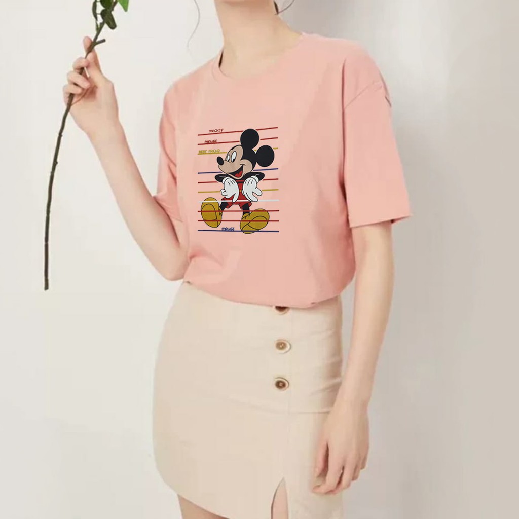 MICKEY STRIPE / TERMURAH BAJU KAOS KATUN WANITA LENGAN PENDEK / TUMBLR TEE