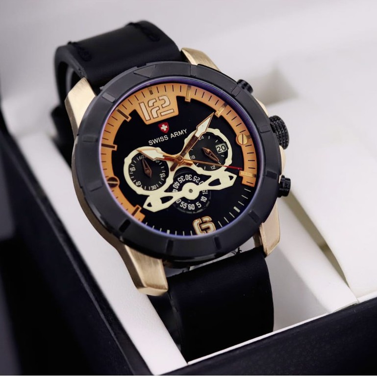 TERLARIS !!! Jam Tangan Pria Analog 27091SV Tali Kulit Chronograph Free Baterai (COD)