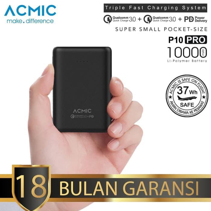 ACMIC P10PRO Mini Power Bank 10000 mAh QC 3.0 + PD Power Delivery