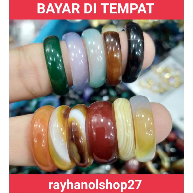 PERHIASAN PRIA WANITA CINCIN GIOK MULTI WARNA SIZE 5,6,7,8,9 MOTIF PILIHAN ANTI ALERGI