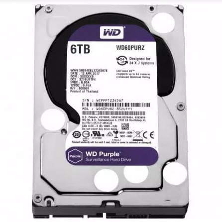 Harddisk WD Purple 6TB 3.5 Inch Sata Khusus CCTV HDD WDC 6TB Purple&quot;ORIGINAL&quot;