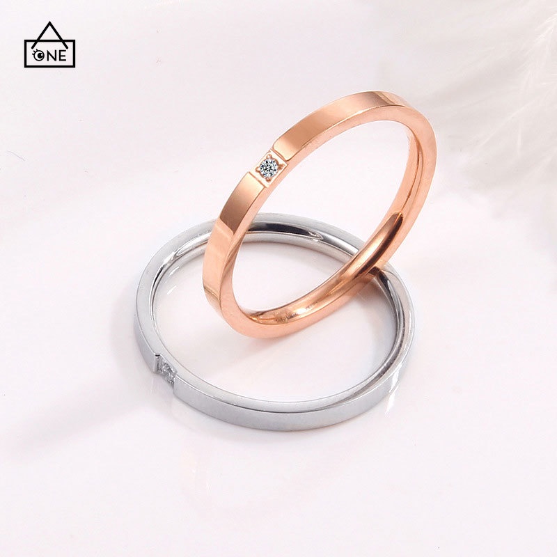 COD❤Cincin Wanita Sederhana Korea Hadiah Aksesoris Perhiasan Cincin Berlian Baja Titanium A one