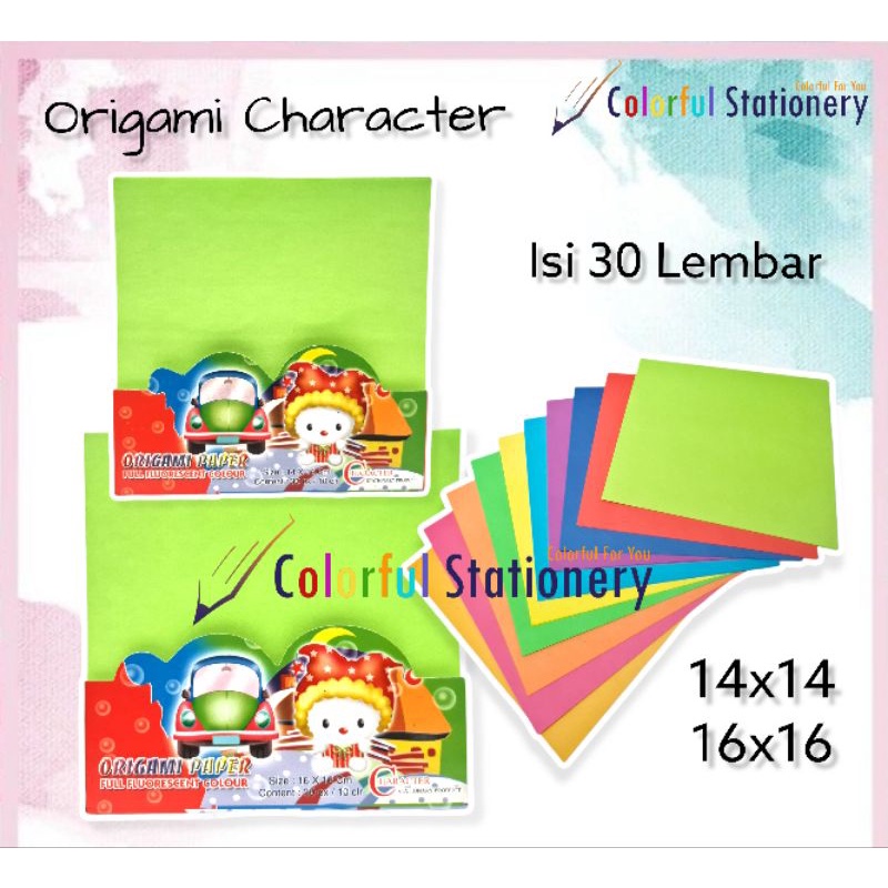 

Origami / Kertas Warna Character 14 X 14 & 16 X 16 & 12 X 12 Cm (30 Lembar)