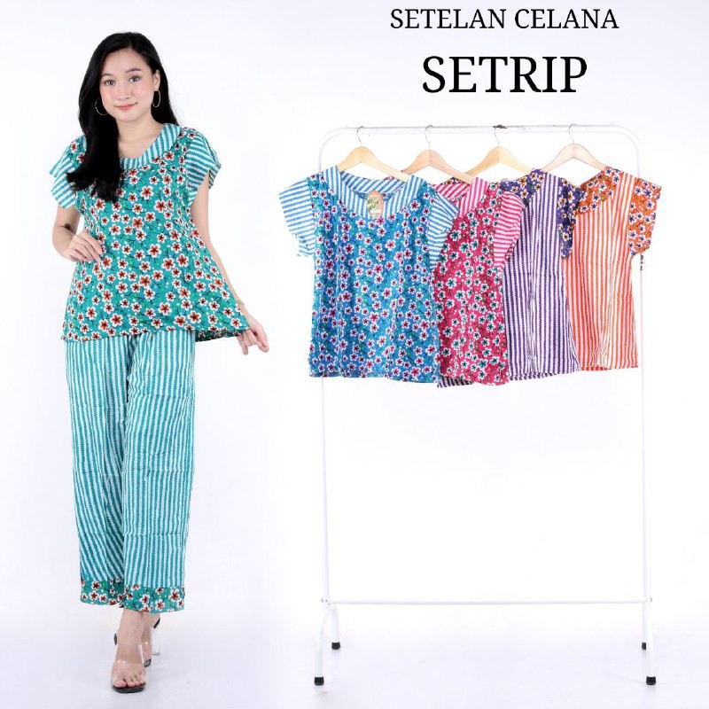 Setelan Celana Panjang Wanita Kekinian Bahan Rayon Baju Tidur Kekinian