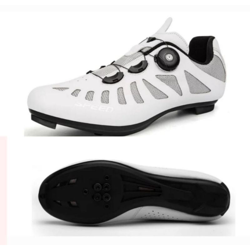 Speed Sepatu Multi Cleat Roadbike MTB Bicycle Shoes Multi Cleats Sepatu Gowes Cleat BOA Putih