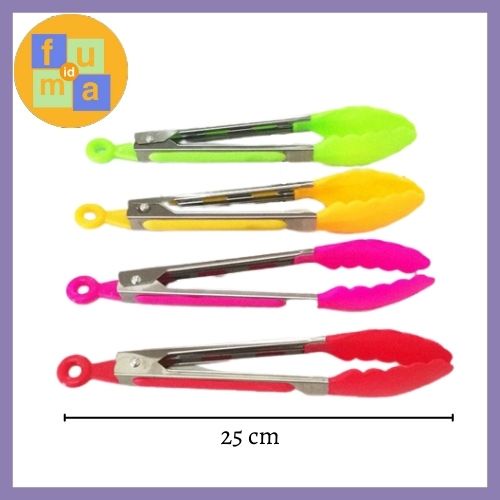 FOOD TONGS PLASTIK/ ALAT PENCAPIT MAKANAN/ Food Tong Plastik + Stainless Serbaguna dan Tahan Panas