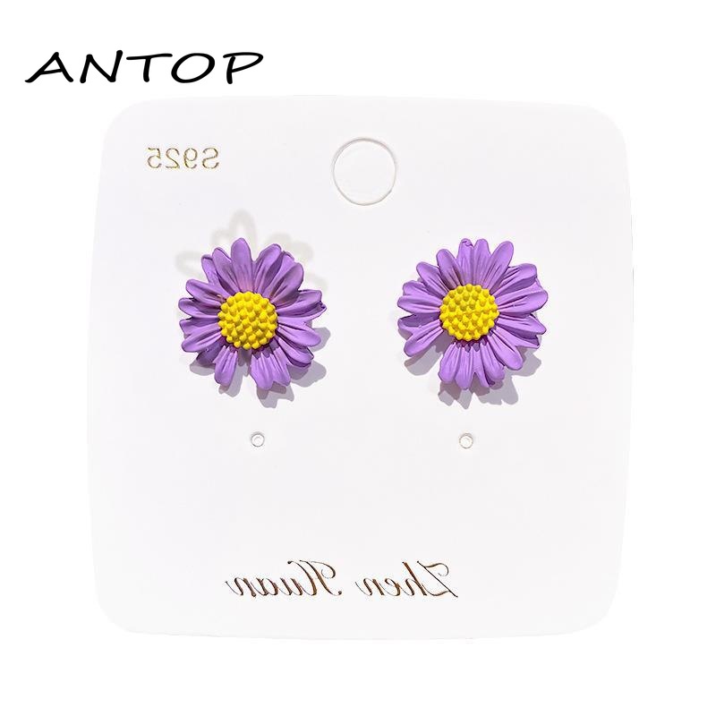 2Pcs Anting Bunga Daisy Ungu Yang Indah Hadiah Aksesoris Fashion Anak Perempuan ANTOP