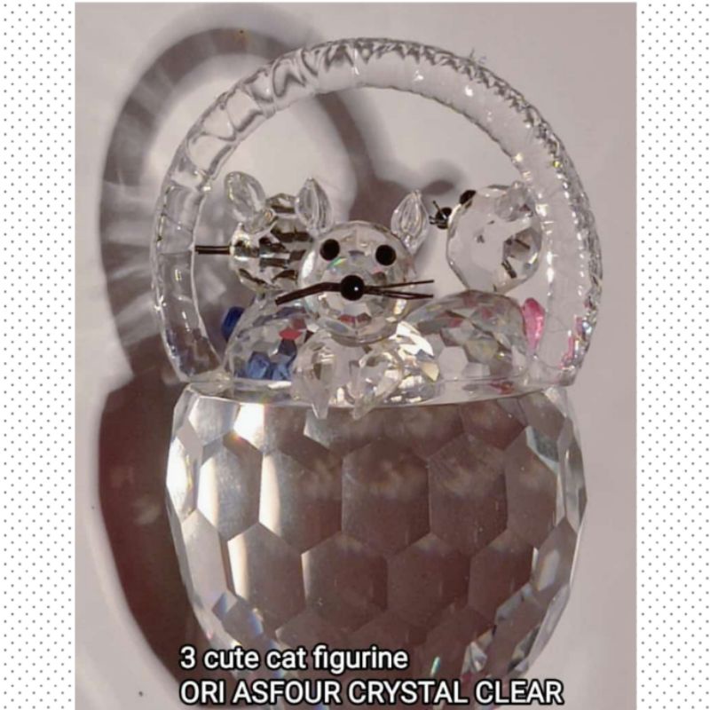 3 EKOR KUCING LUCU DLM KERANJANG FIGURINE ORI ASFOUR CRYSTAL CLEAR