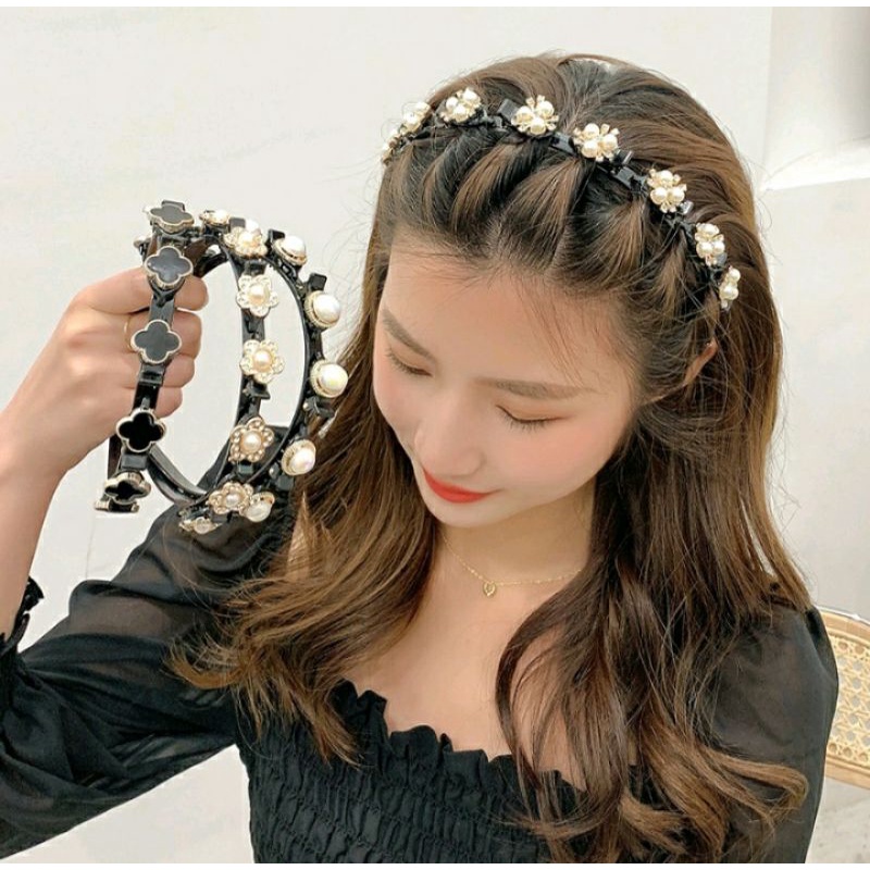 Bandana Kepang Artis Korea Manik Bando kepang rambut artis Korea bling blink swarovski