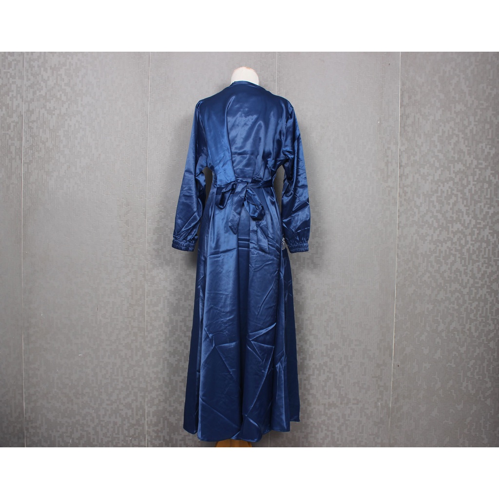 KAFTAN SATIN BUSUI WARNA BIRU NAVY , KAFTAN FASHION WANITA MODERN TERBARU