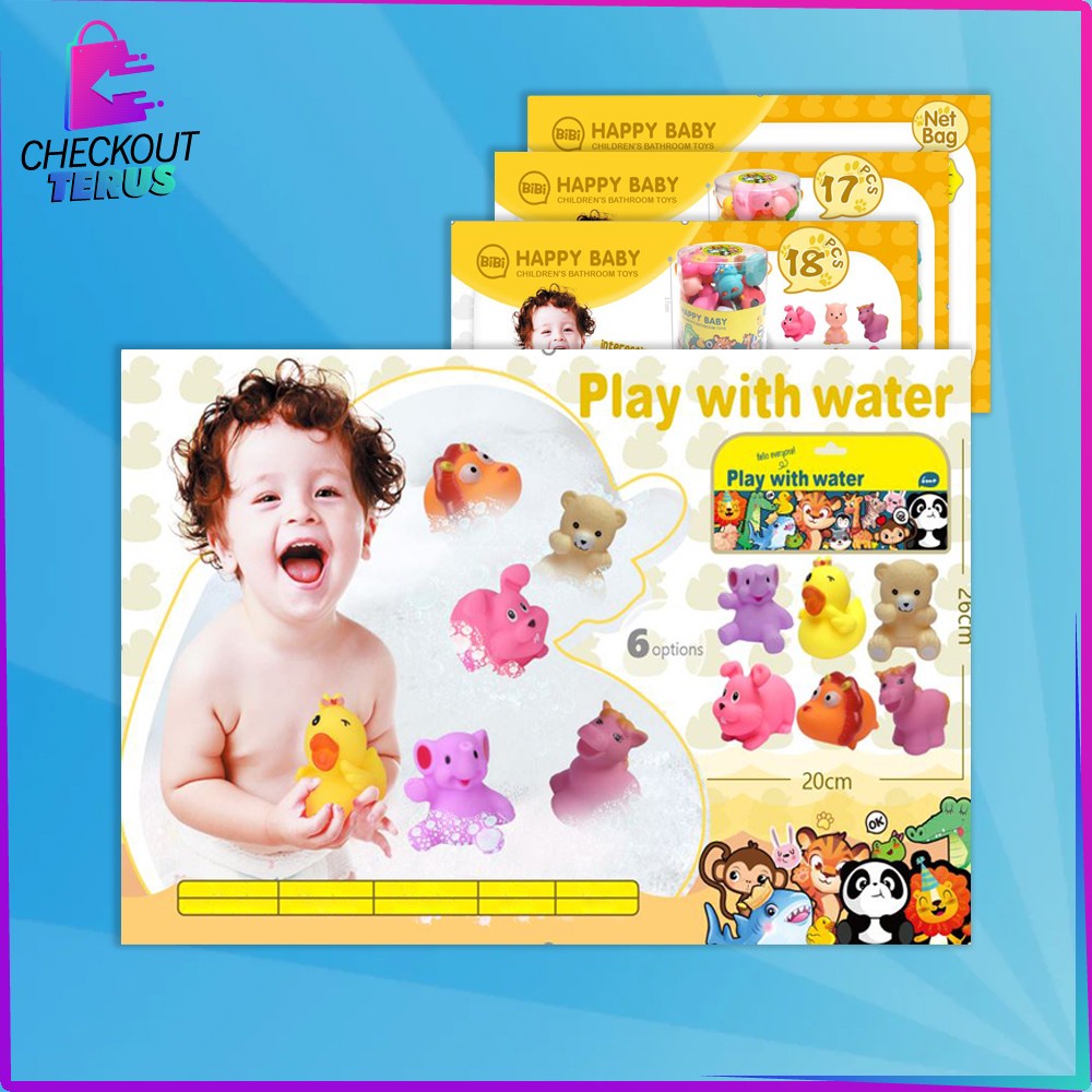 CT M253 Mainan Edukasi Baby Bath Toys Mainan Bebek Anak Bayi Mainan Mandi Anak Karet Set Karakter Bisa Bunyi