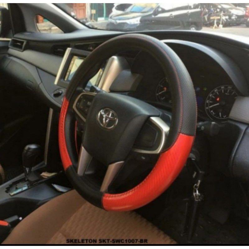 Sarung Stir Mobil ALL NEW AVANZA XENIA VELOZ Warna Carbon Kulit