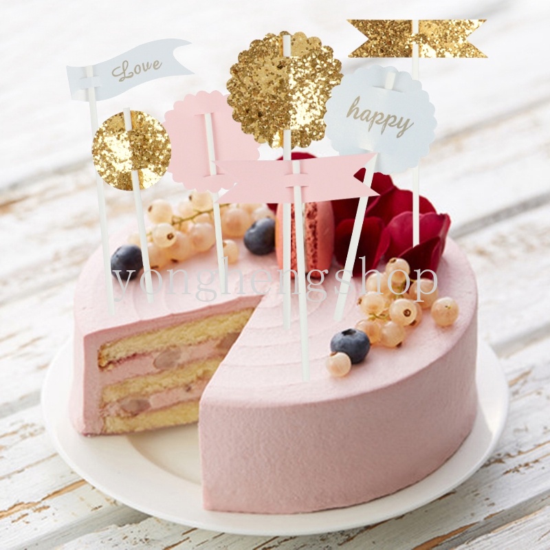 Topper Kue Tulisan Happy Birthday Aksen Glitter Untuk Dekorasi Pesta Baby Shower