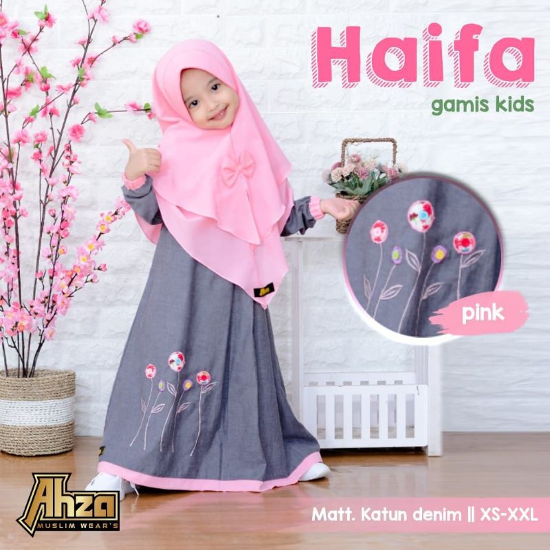 Set Haifa Series ori by Ahza kids Collection/gamis anak murah including jilbab