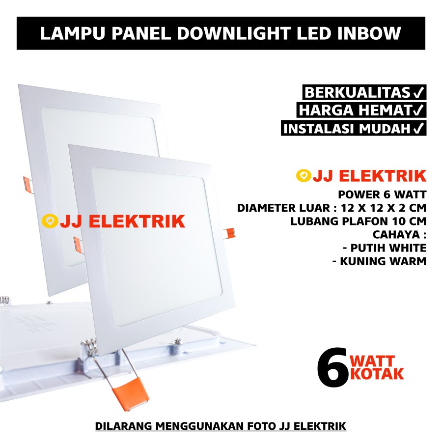Lampu Downlight LED 6W 6 Watt Inbow Tanam Plafon Warna Kuning Warm White atau Putih Lampu Rumah Cafe