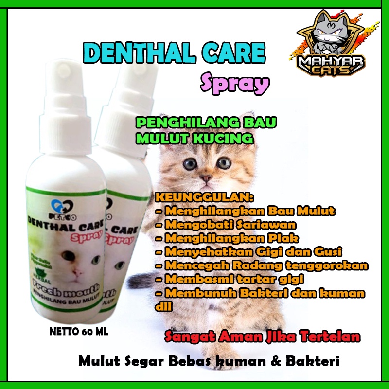 Penghilang Bau Mulut Kucing DENTAL CARE SPRAY Obat Pembersih Kerak Gigi Dental Care Cat by petco Cature Rollon Fresh C Kucing BREATH BITES KIT CAT Pencegah Plak Gigi Kucing