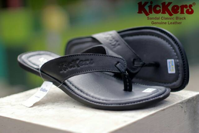 SANDAL KULIT PRIA KICKERS BLACK BROWN TAN KULIT SAPI ASLI