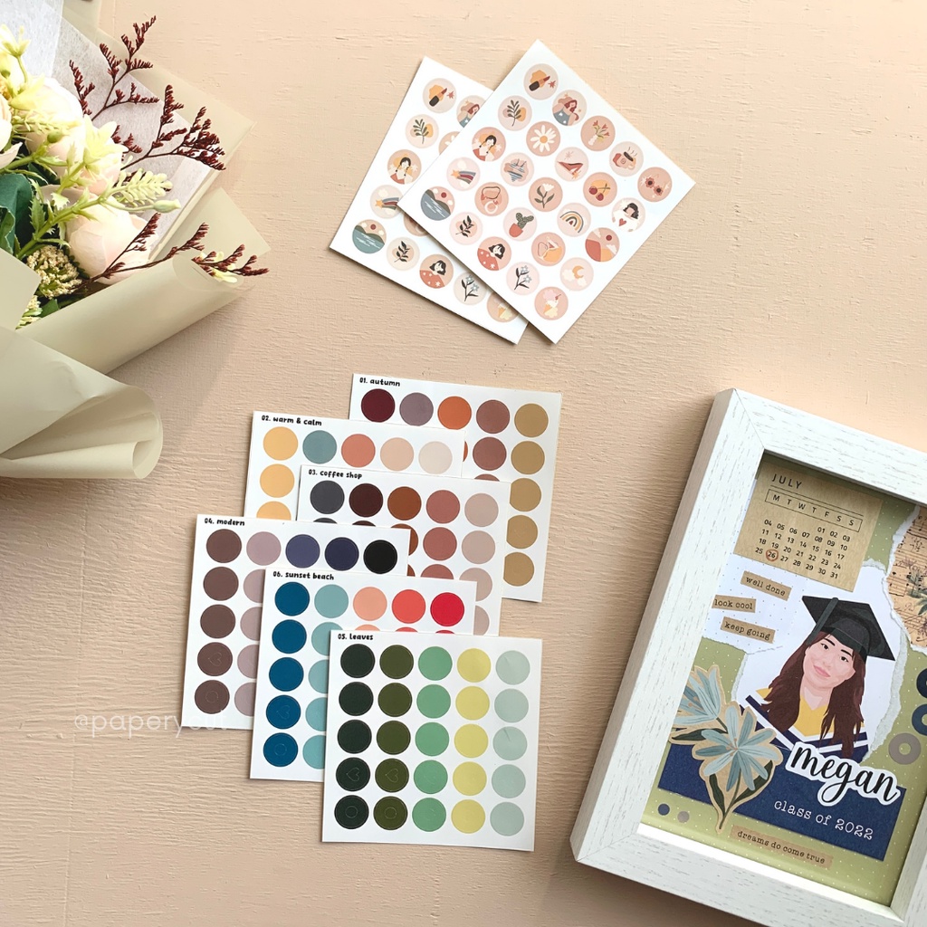 

JOURNALING - Sticker Label Dot Warna Bulat Scrapbook Journal