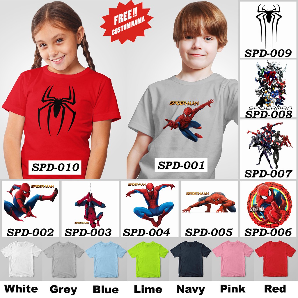 [FREE NAMA !!] Kaos Anak &amp; Family Spiderman 100% COTTON PREMIUM