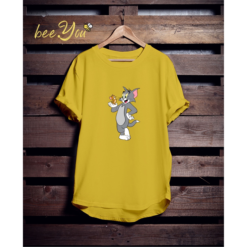 TOM AND JERRY TSHIRT/ KAOS TOM JERRY FUNNY TSHIRT/ TOM N JERRY YELLOW TSHIRT