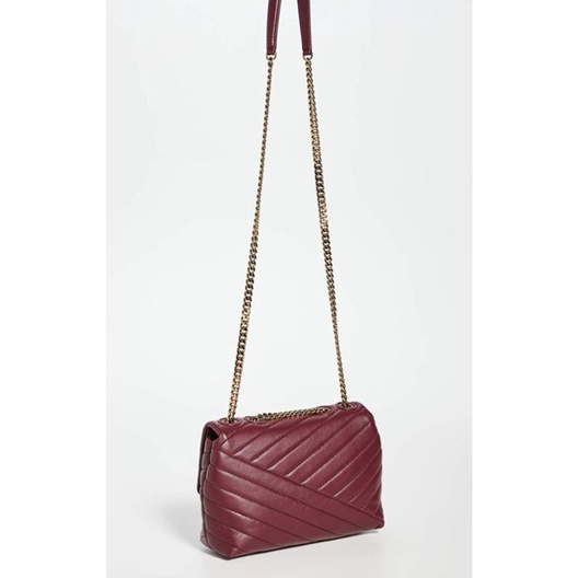 Tory Burch Kira Chevron Convertible Shoulder Bag Medium 27 Cm - Maroon