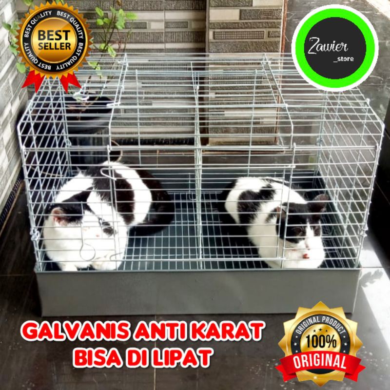 Kandang Kelinci Galvanis, Kucing, Anjing, Tupai Size P61 x L41 x T41-Galvanis silver